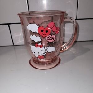 Hello Kitty Pink Glass Mug With Heart Ballons